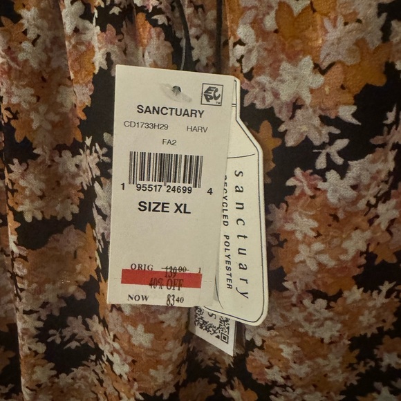 Women's Shirred Neck Babydoll Dress XL BRAND NEW WITH TAGS - Picture 4 of 6